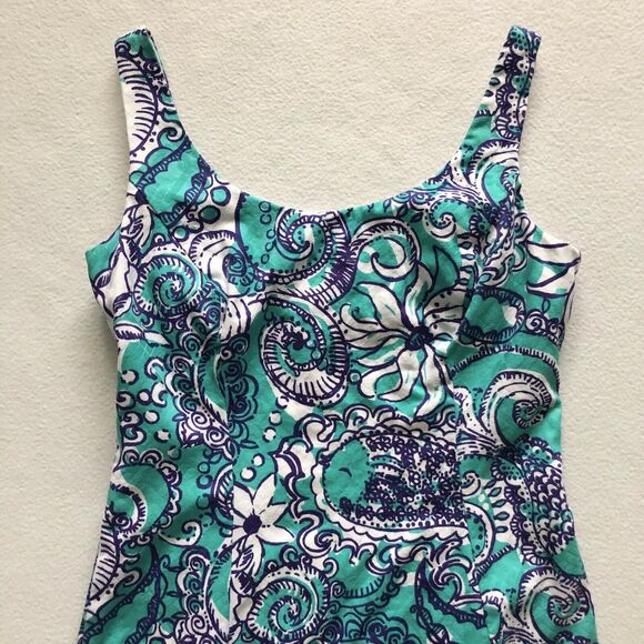 Lilly Pulitzer Women Seafoam Montauk Gold Tassel Eaton Shift Sleeveless Dress 0 - Picture 3 of 11